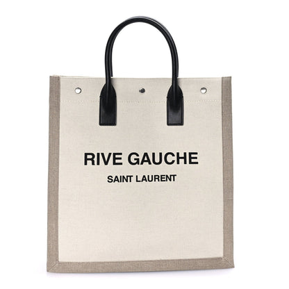 Saint Laurent Linen Calfskin Rive Gauche North South Tote Optic White 1 of 8