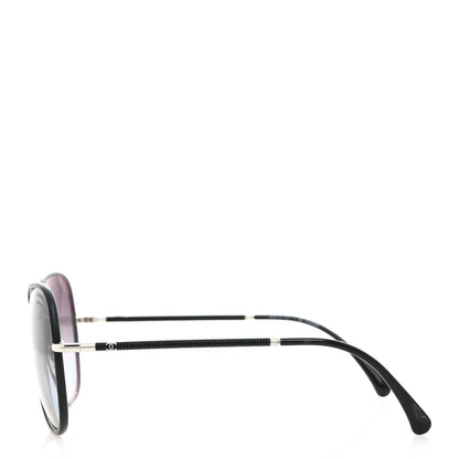 Chanel Metal Lambskin Polarized Pilot Fall Sunglasses 4227-Q Black 3 of 8