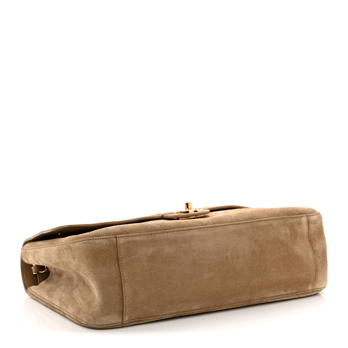 Suede Calfskin Small Souplissimo Maxi Flap Dark Beige