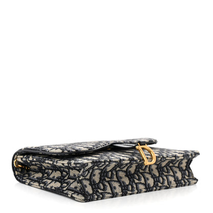 Christian Dior Oblique Saddle Chain Pouch Blue 4 of 9