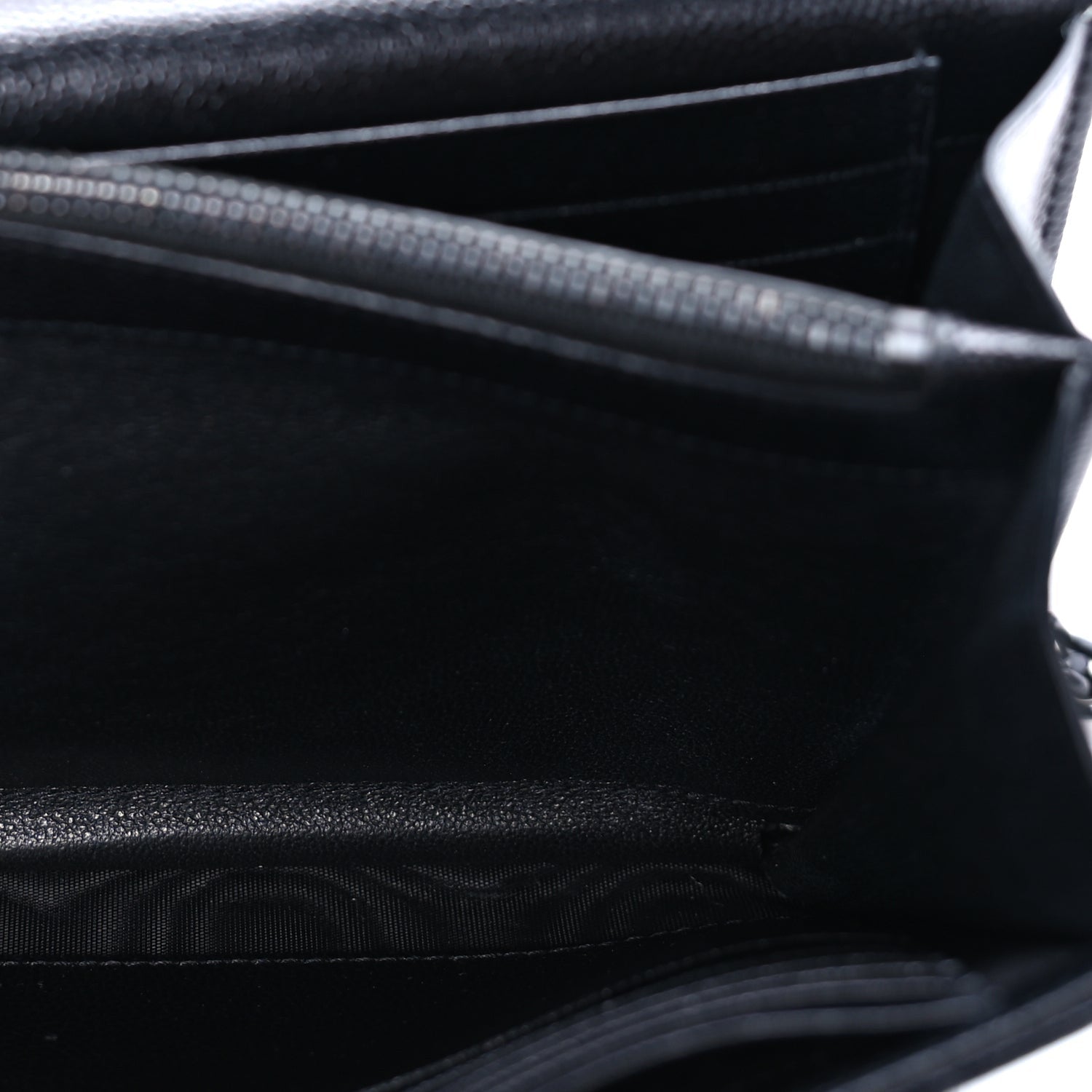 Saint Laurent Grain De Poudre Matelasse Chevron Monogram Monochrome Chain Wallet  Black 4 of 8