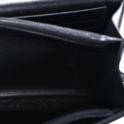 Saint Laurent Grain De Poudre Matelasse Chevron Monogram Monochrome Chain Wallet  Black 4 of 8