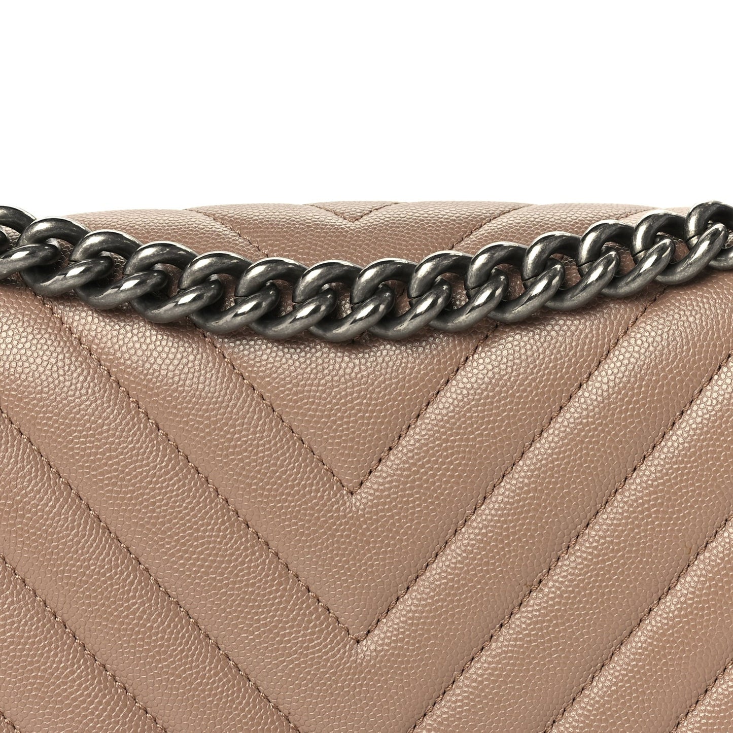 Caviar Chevron Quilted Medium Boy Flap Light Brown