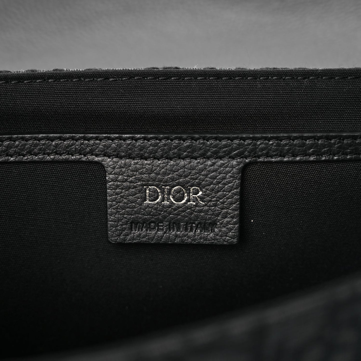 Oblique Jacquard Grained Calfskin Small Saddle Messenger Bag Black Oblique Monogram