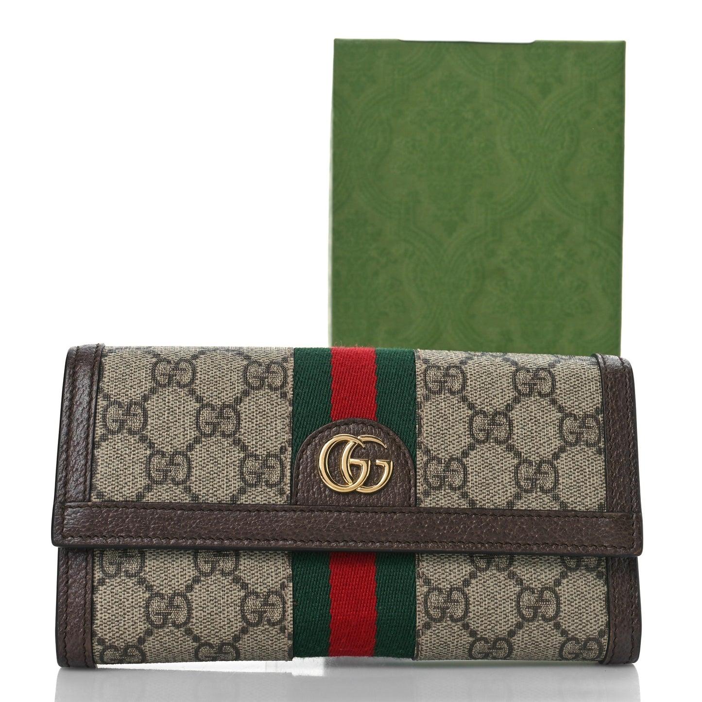 GG Supreme Monogram Web Ophidia Continental Wallet Brown