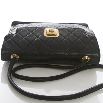 Chanel Lambskin Quilted Push Lock Flap Bag Black 4 of 10