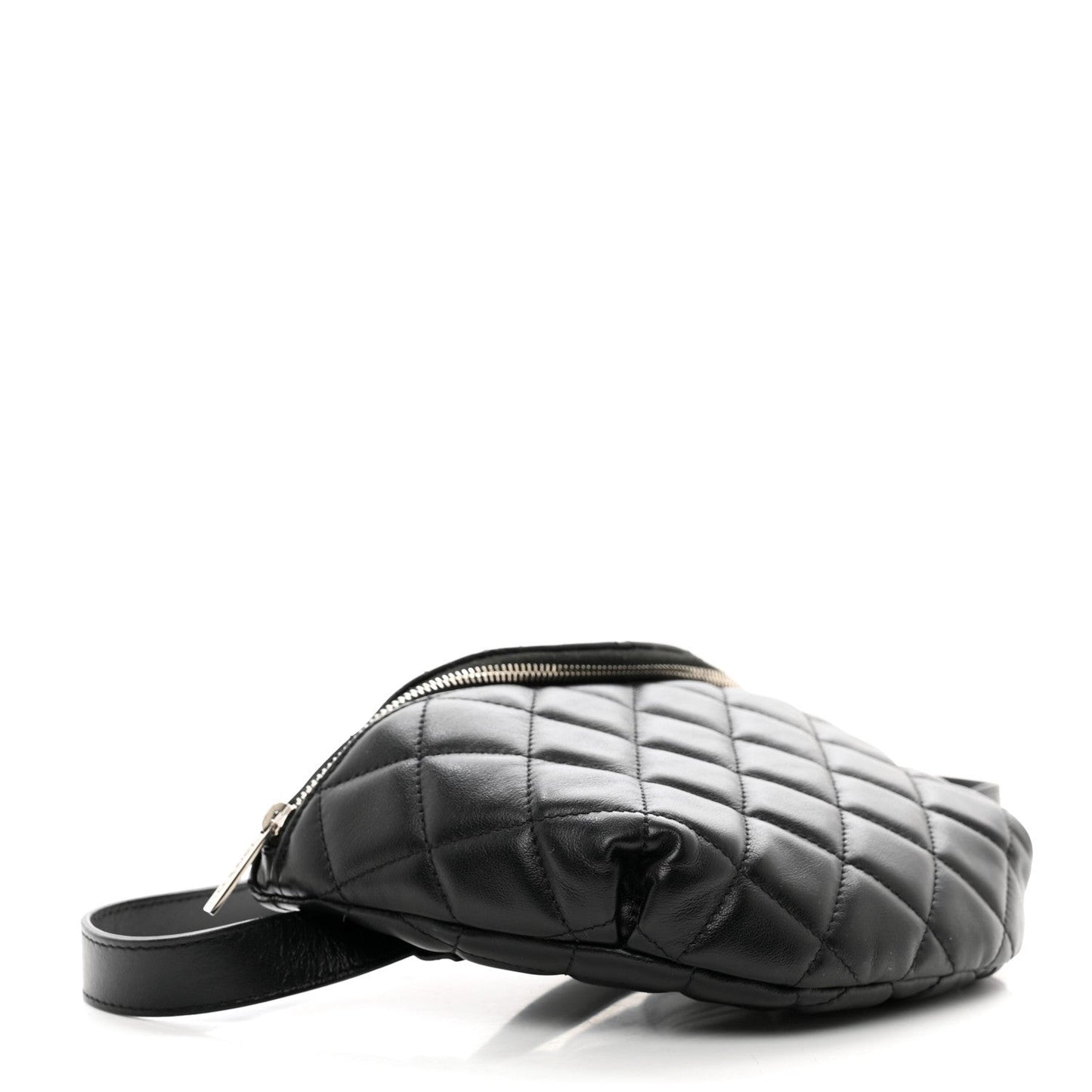 Calfskin Quilted Waist Belt Bag Black