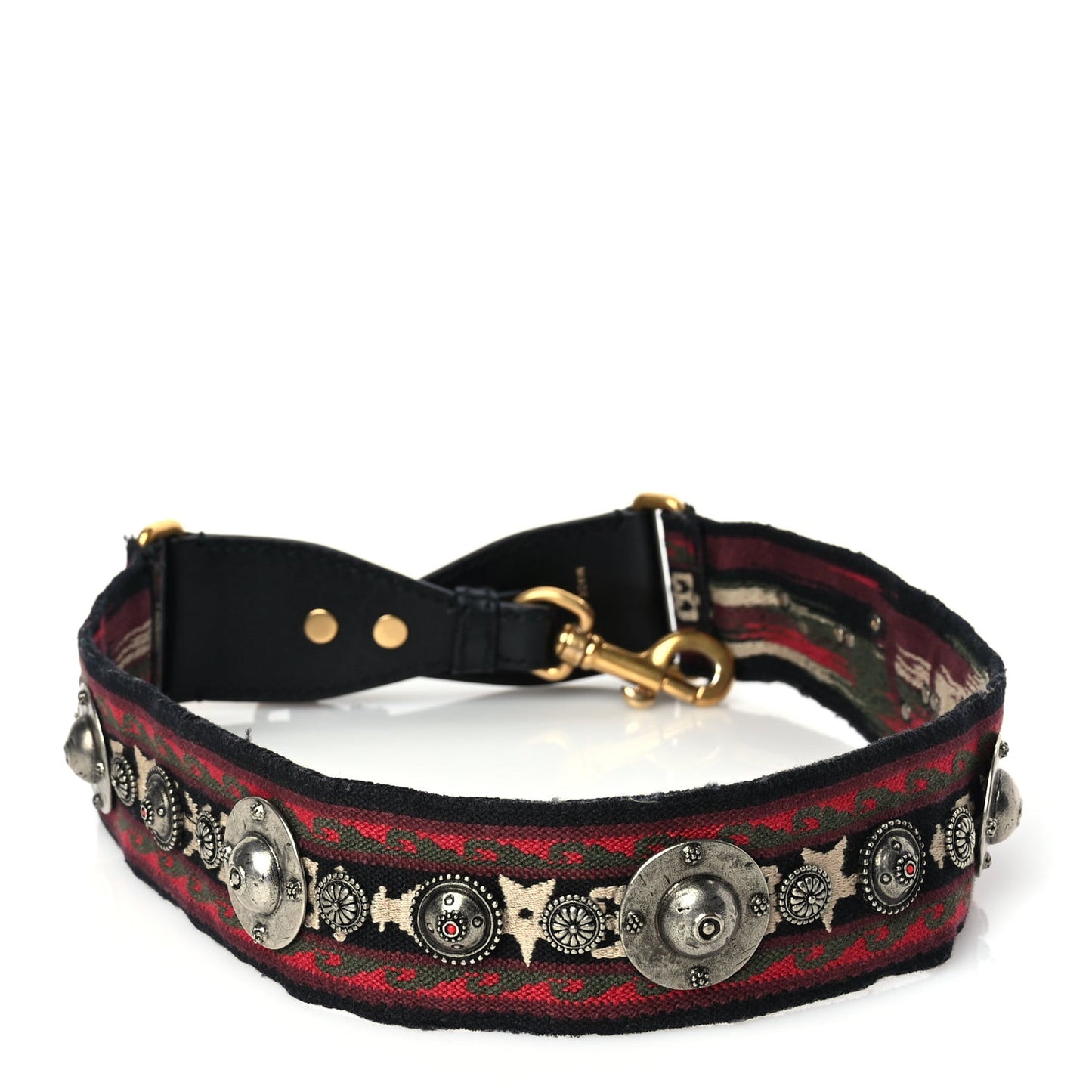 Canvas Embroidered Studded Bohemian Shoulder Strap Red