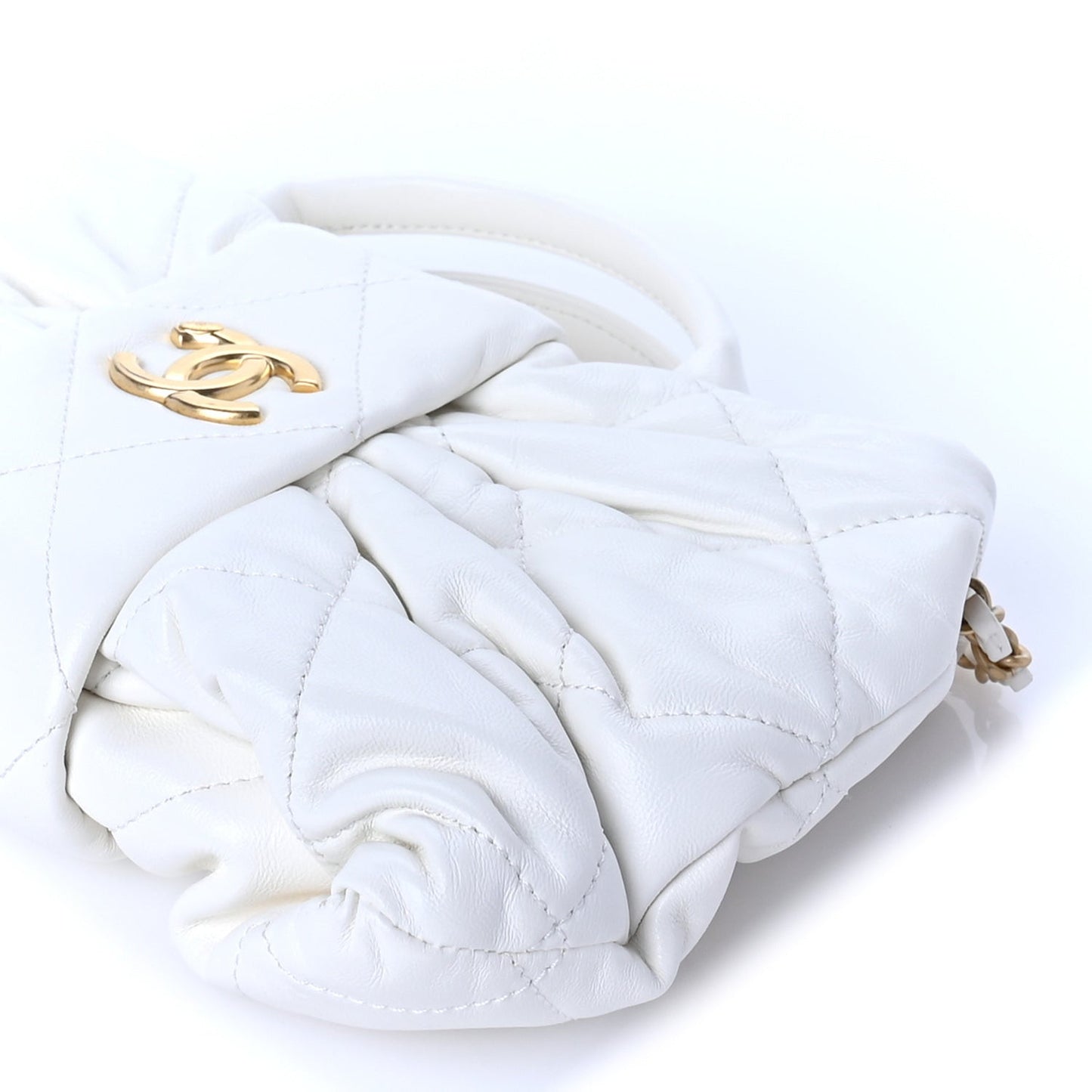 Lambskin Quilted Mini Bow Bag  White