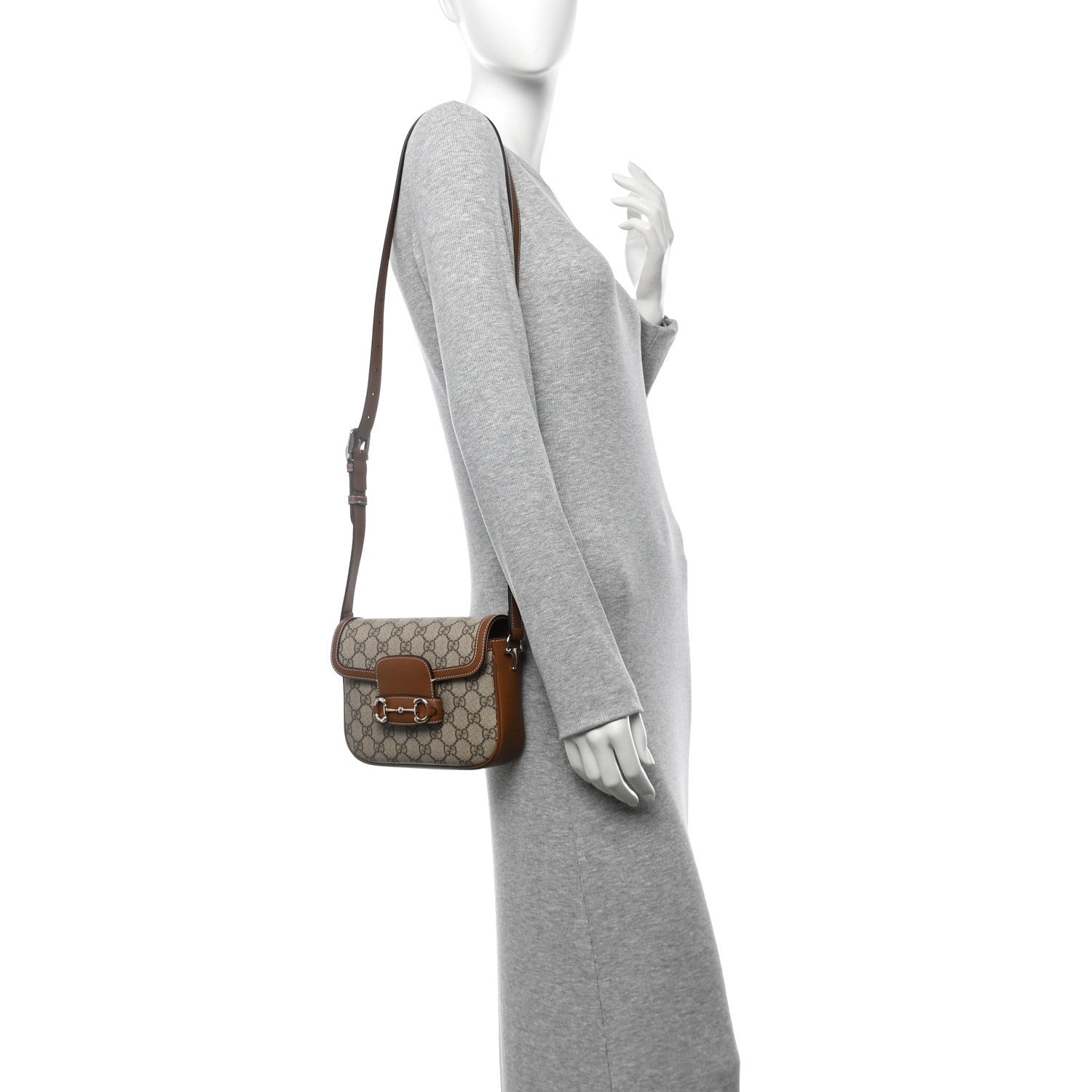 Gucci GG Supreme Monogram Horsebit 1955 Soft Small Shoulder Bag Beige Brown 2 of 7