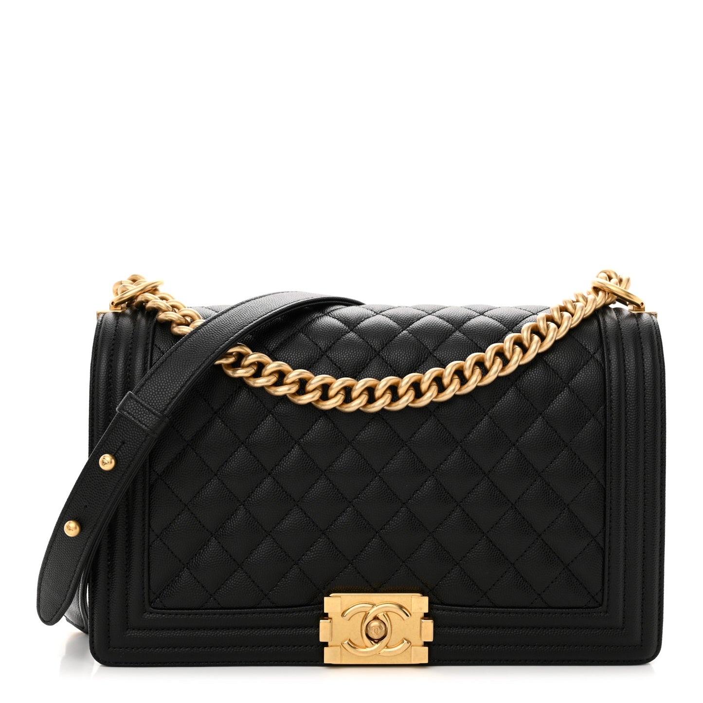 Calfskin Quilted New Medium Boy Flap Black