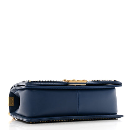 Chanel Lambskin Quilted Medium Top Handle Boy Flap Dark Blue 4 of 7