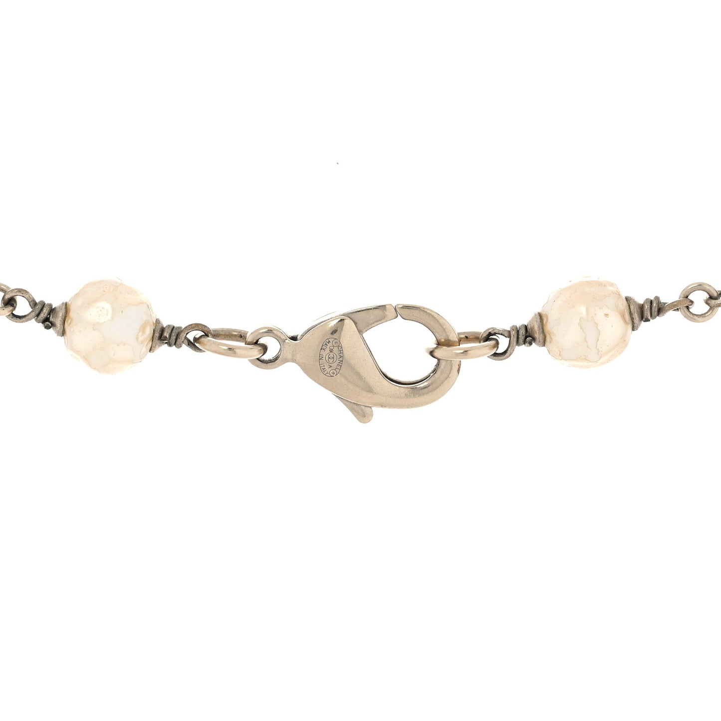 Pearl CC Necklace White