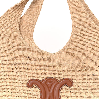Celine Raffia Calfskin Classic Panier Shopper Cabas Natural Tan 6 of 7