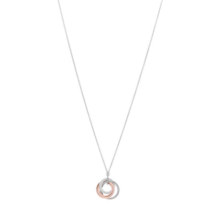 Tiffany 18K White Rose Gold Diamond 1837 Triple Interlocking Circles Pendant Necklace 1 of 6