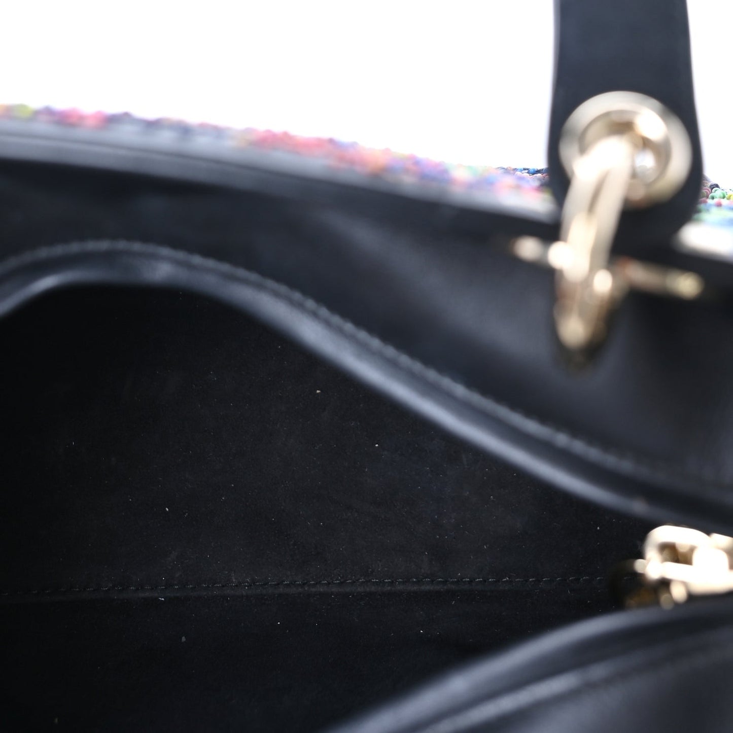 Calfskin Beaded Embroidered Medium Lady Dior  Black Multicolor