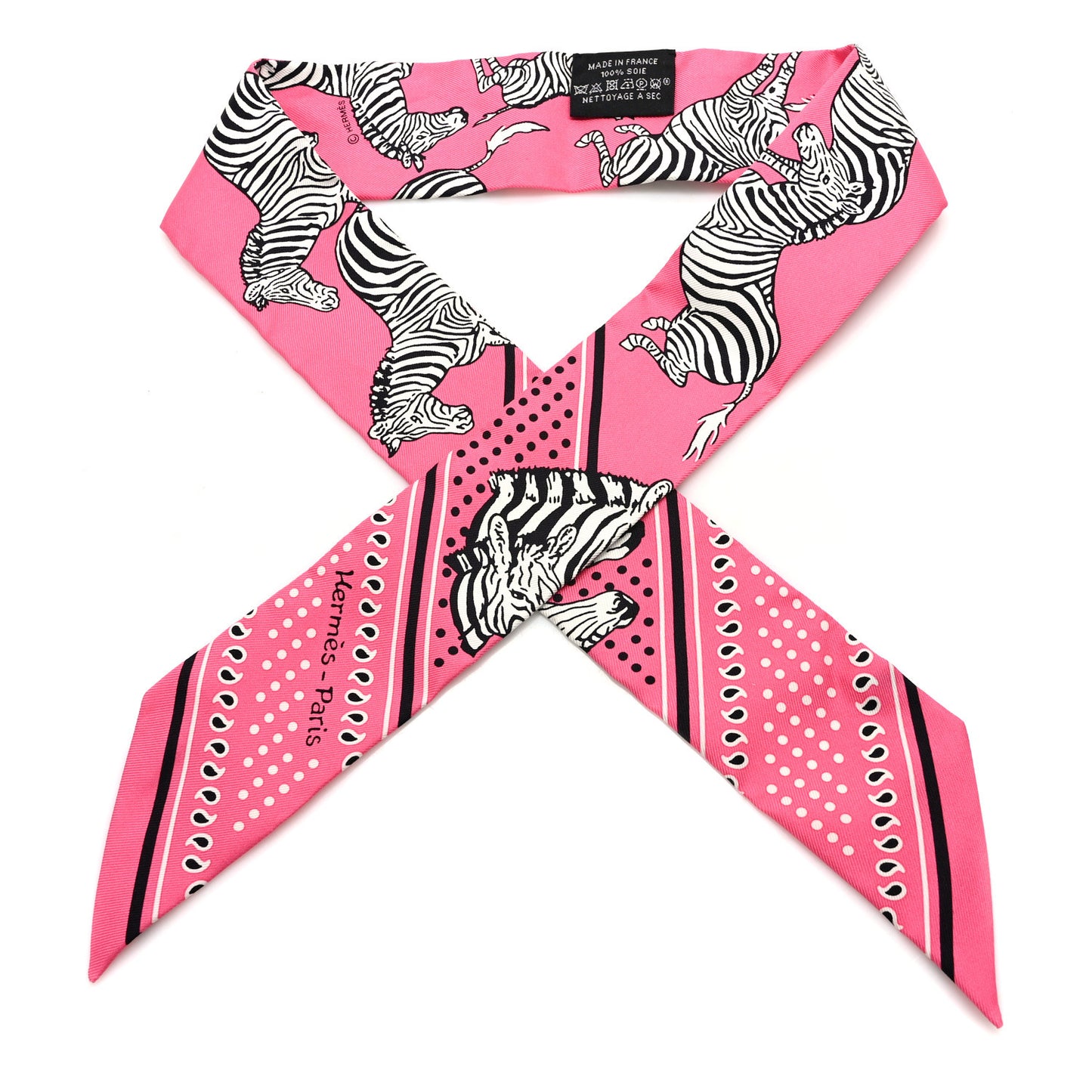 Silk Les Zebres Twilly Rose Bonbon Black