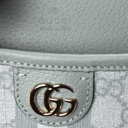 Gucci GG Supreme Monogram Textured Dollar Calfskin Web Small Ophidia Bucket Shoulder Bag Dusty Blue 6 of 10