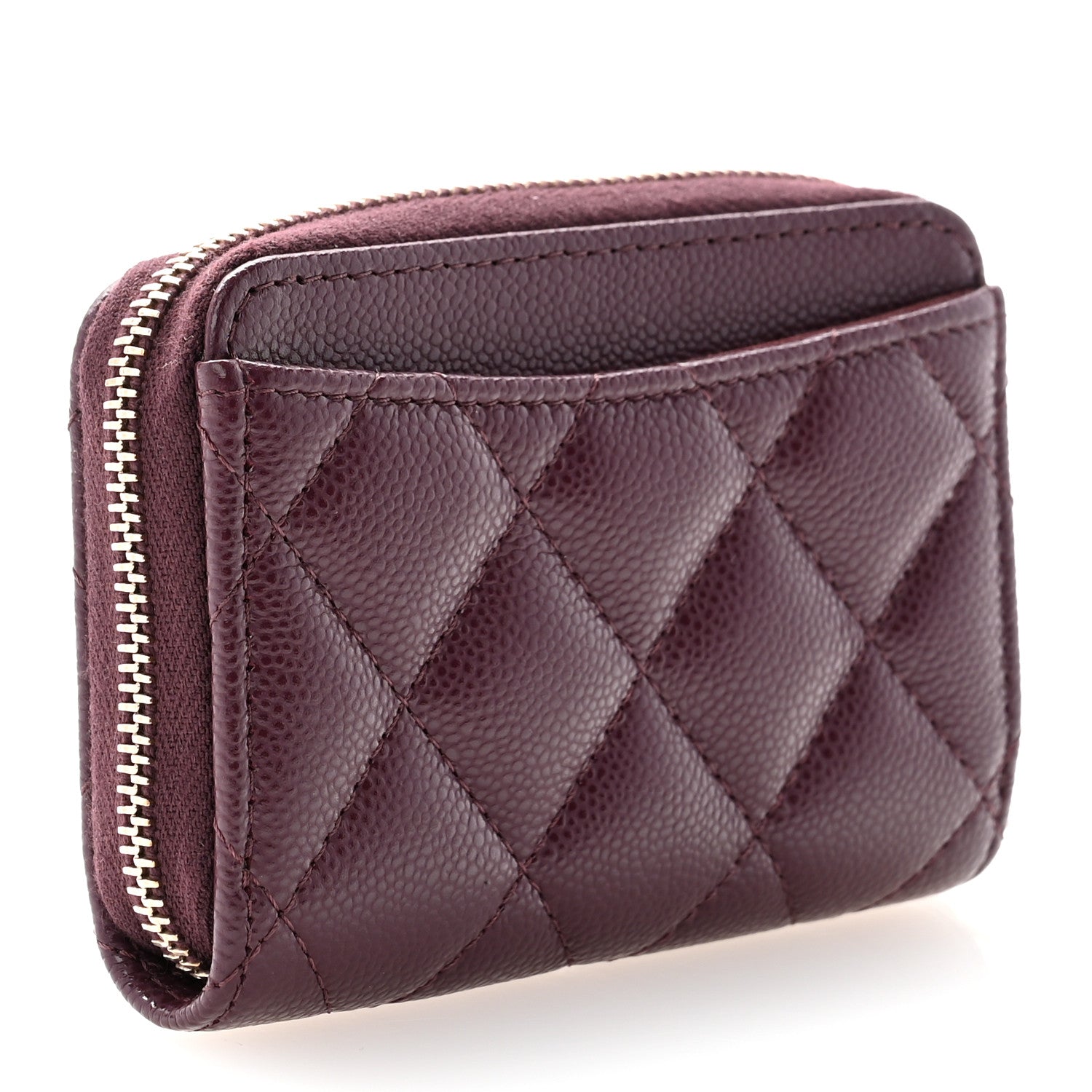 Chanel Caviar Quilted Zip Around Coin Purse Dark Burgundy 3 of 10