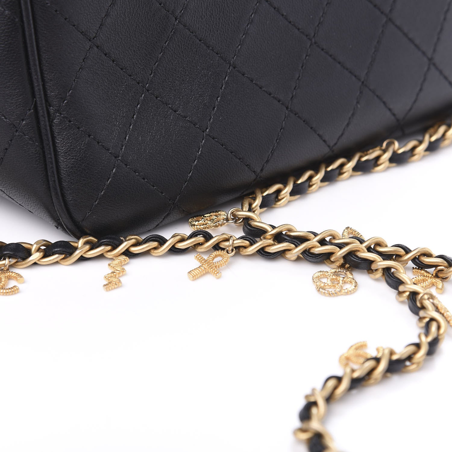 Chanel Calfskin Stitched Small Egyptian Amulet Drawstring Bag Black 10 of 10