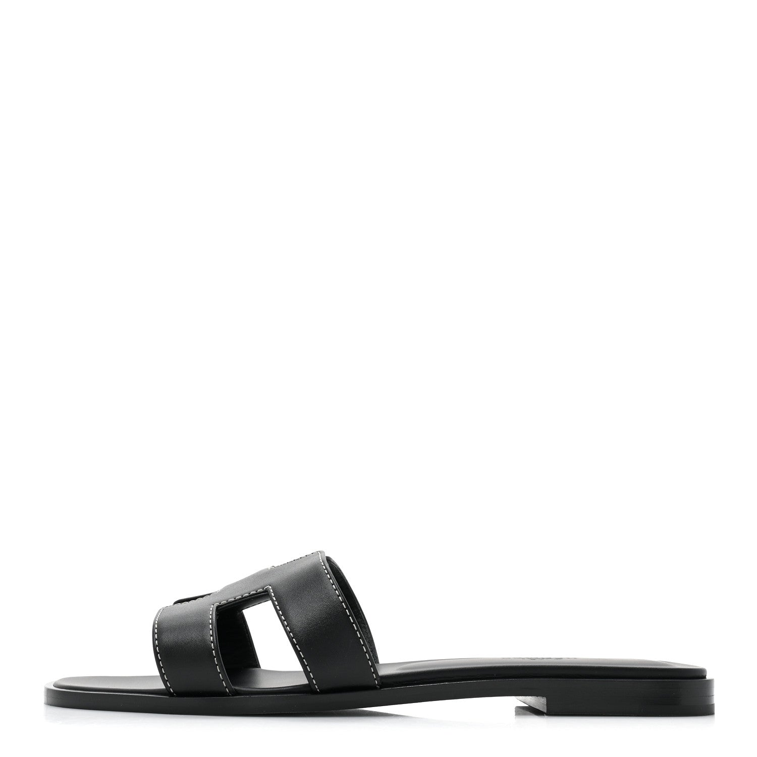 Hermes Box Calfskin Oran Sandals 38.5 Black 1 of 8