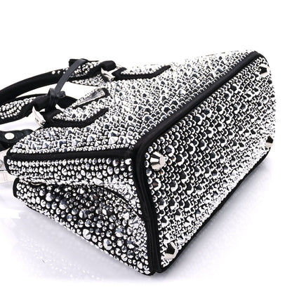 Prada Satin Crystal Mini Galleria Double Zip Tote Metal Black 7 of 8