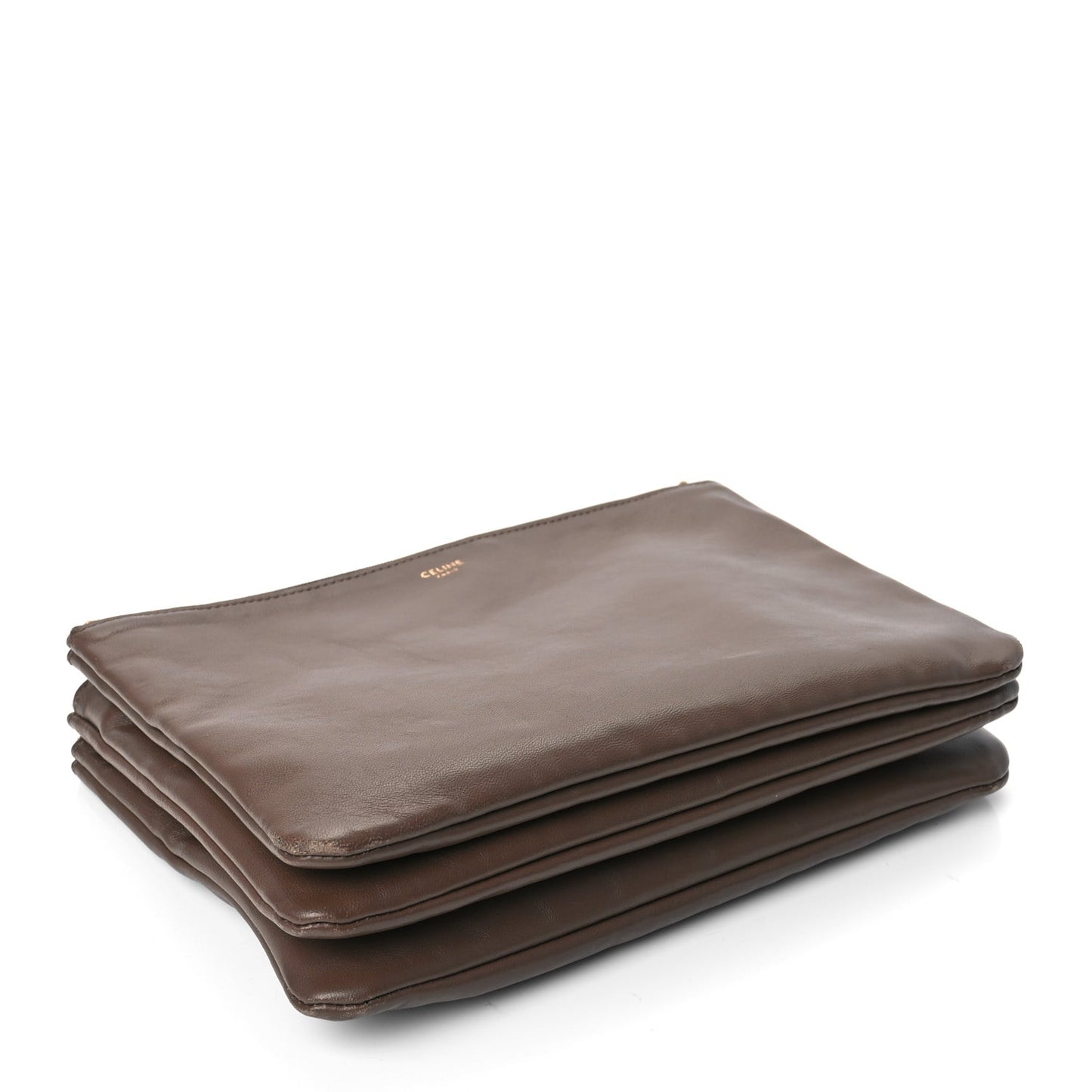 Lambskin Large Trio Crossbody Bag Brown