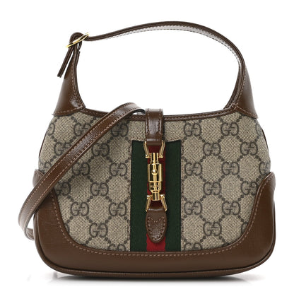 Gucci GG Supreme Monogram Azalea Calfskin Web Mini Jackie 1961 Hobo Beige Ebony Brown Sugar 1 of 7