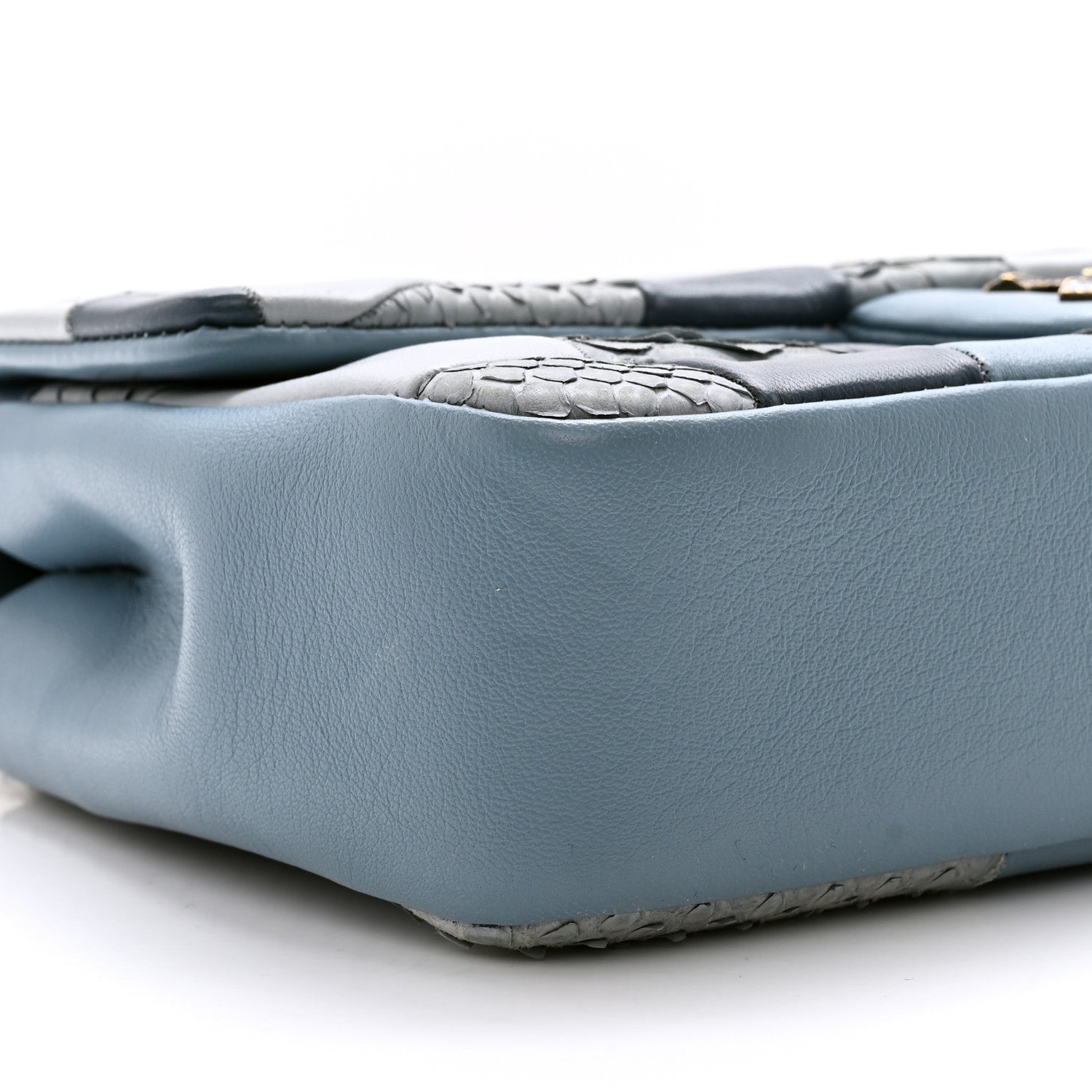 Chanel Snakeskin Lambskin Patchwork Small Flap Blue 9 of 14