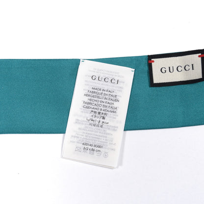 Gucci Silk Twill Gasmique Neck Bow Scarf Turquoise Blue 4 of 4