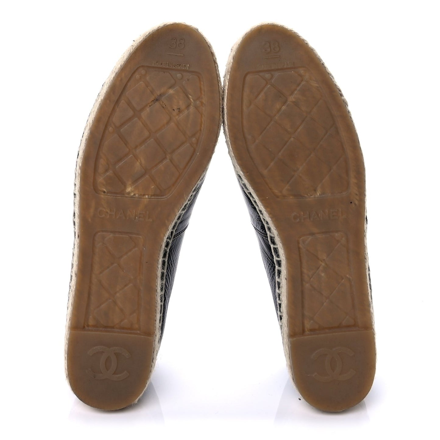 Laminated Goatskin CC Espadrilles 38  Black
