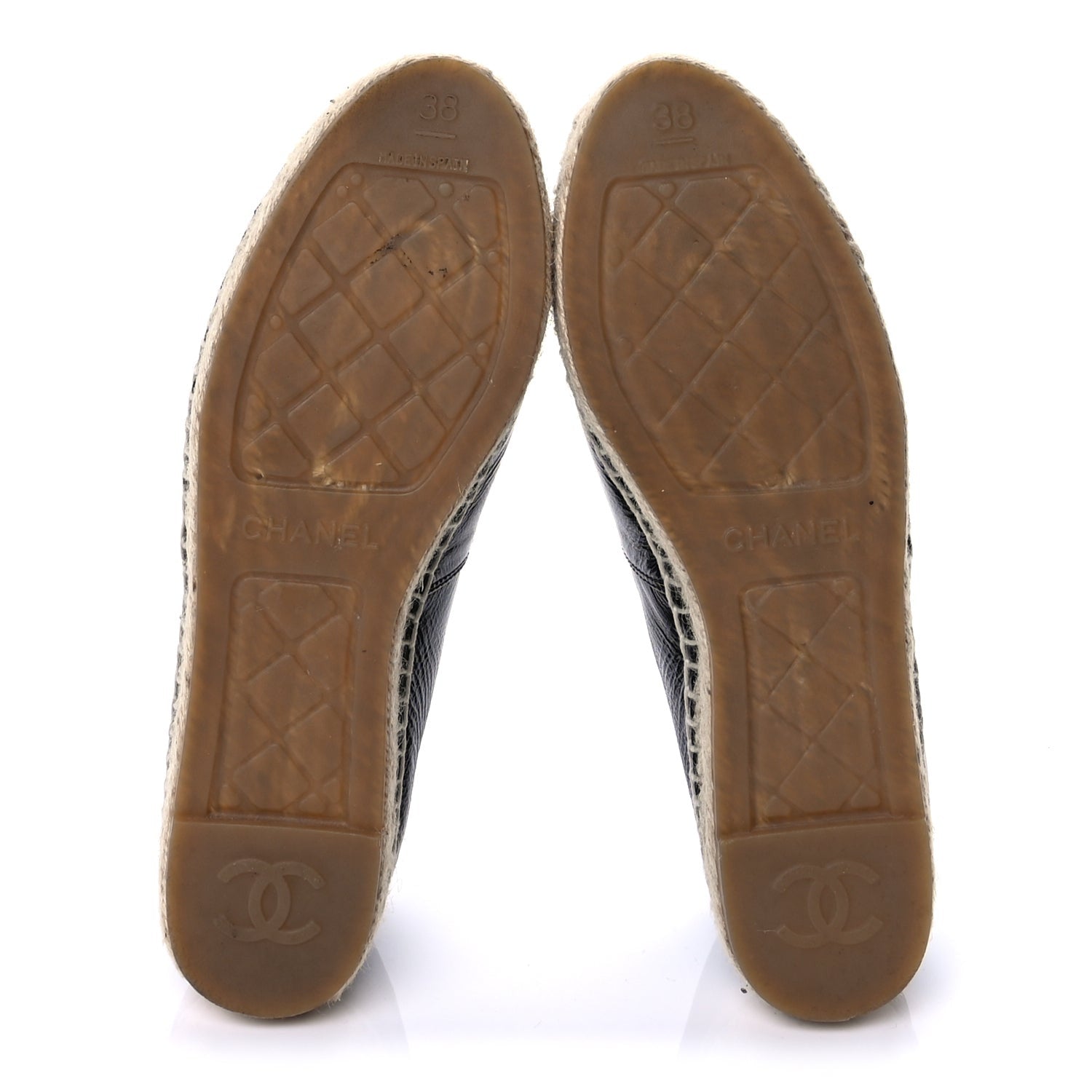 Chanel Laminated Goatskin CC Espadrilles 38  Black 6 of 10