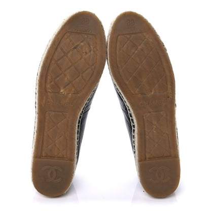 Chanel Laminated Goatskin CC Espadrilles 38  Black 6 of 10