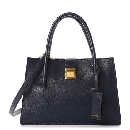 Miu Miu Goatskin Madras Tote Baltico 1 of 11