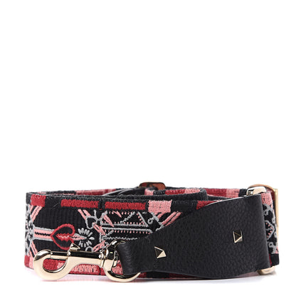 Valentino Garavani Canvas Loveblade Embroidered Rockstud Guitar Strap Multicolor 1 of 5