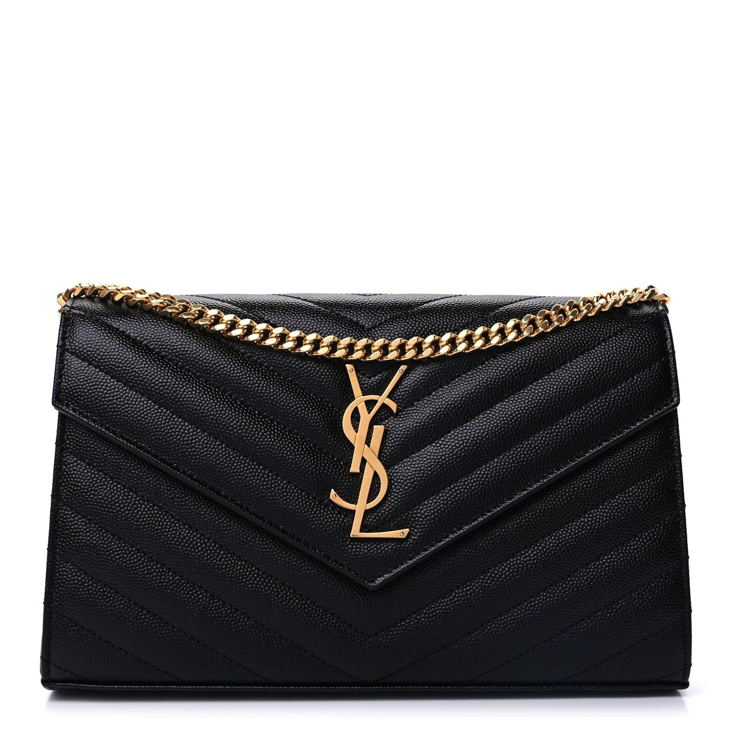 Grain De Poudre Matelasse Chevron Cassandre Chain Wallet Black