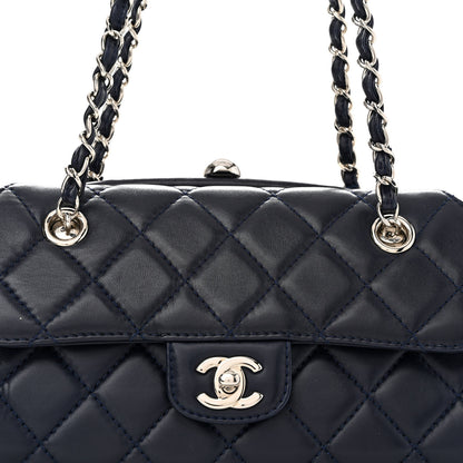 Chanel Calfskin Quilted Kisslock Frame Chain Bag Navy 8 of 12