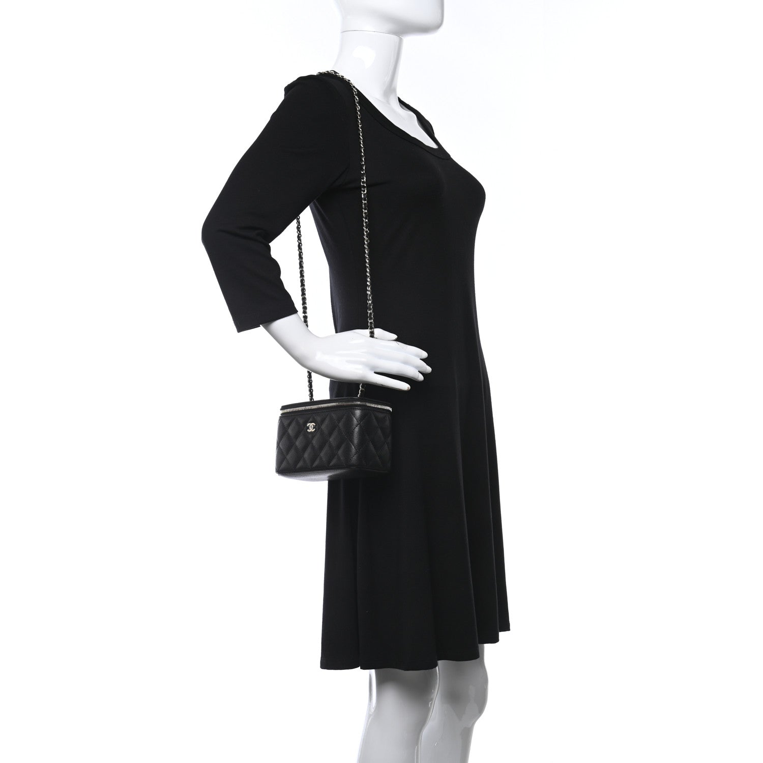 Chanel Caviar Quilted Small Vanity Case With Chain Black 2 of 9