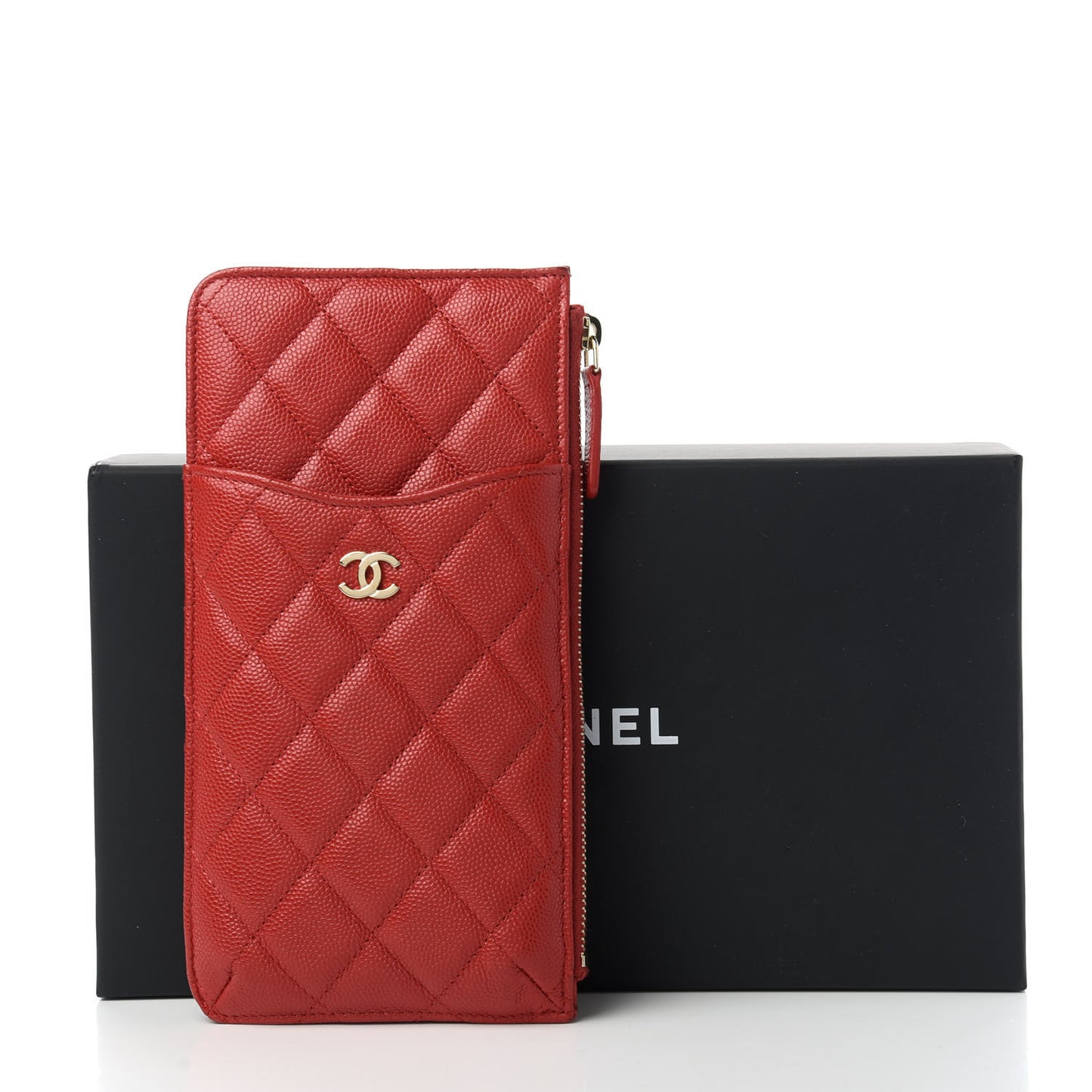 Caviar Quilted Classic iPhone Pouch Red