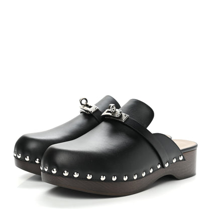 Hermes Calfskin Carlotta Mules 37 Black 3 of 9