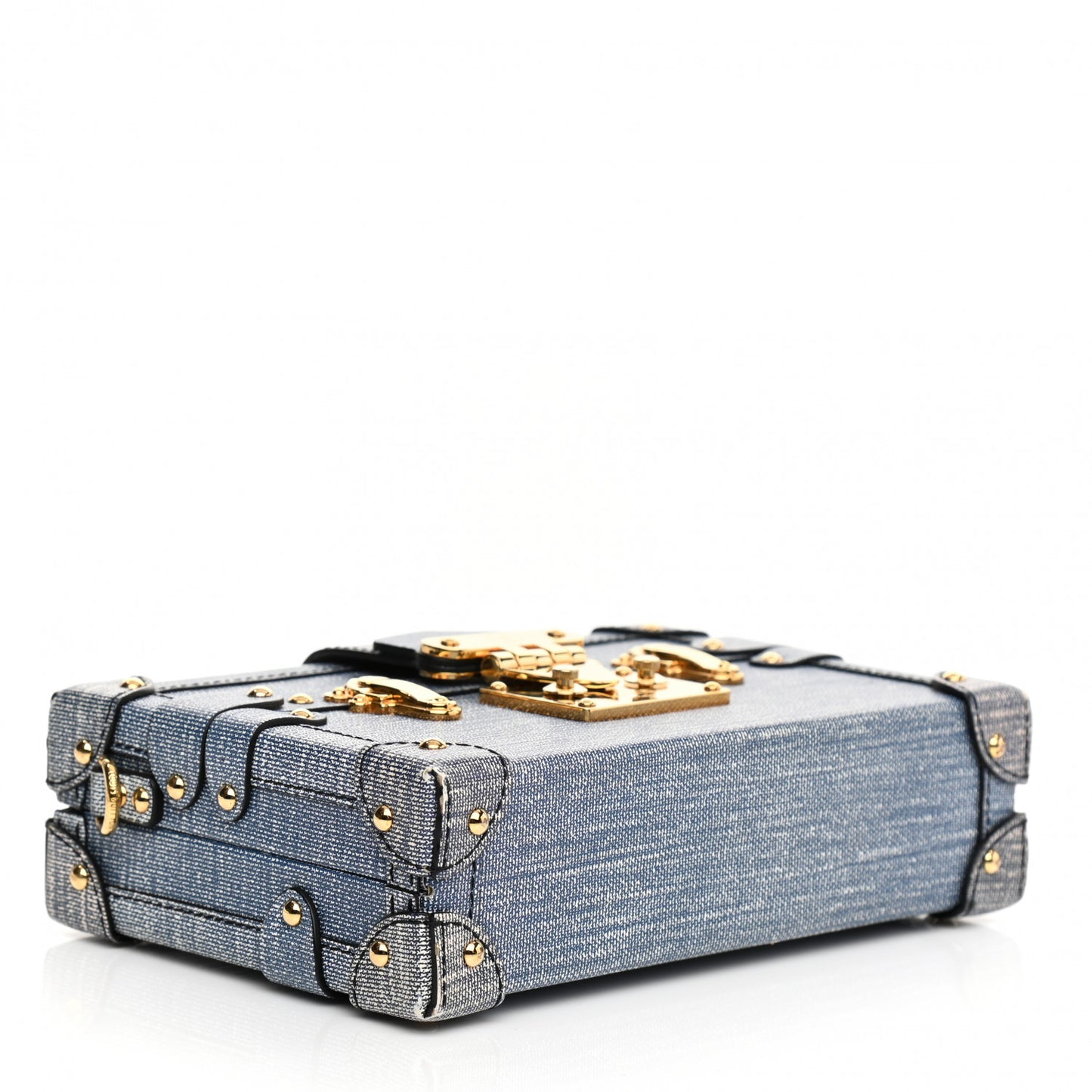 Coated Canvas Denim Petite Malle Blue