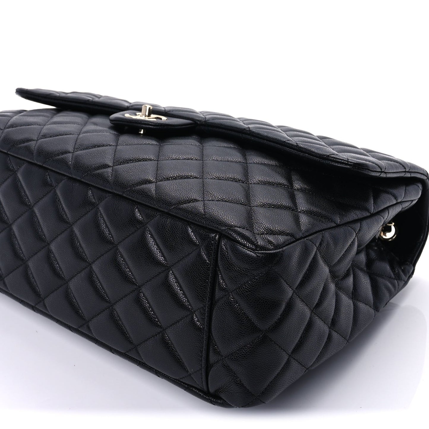 Caviar Quilted XXL Travel Flap Bag Black Black