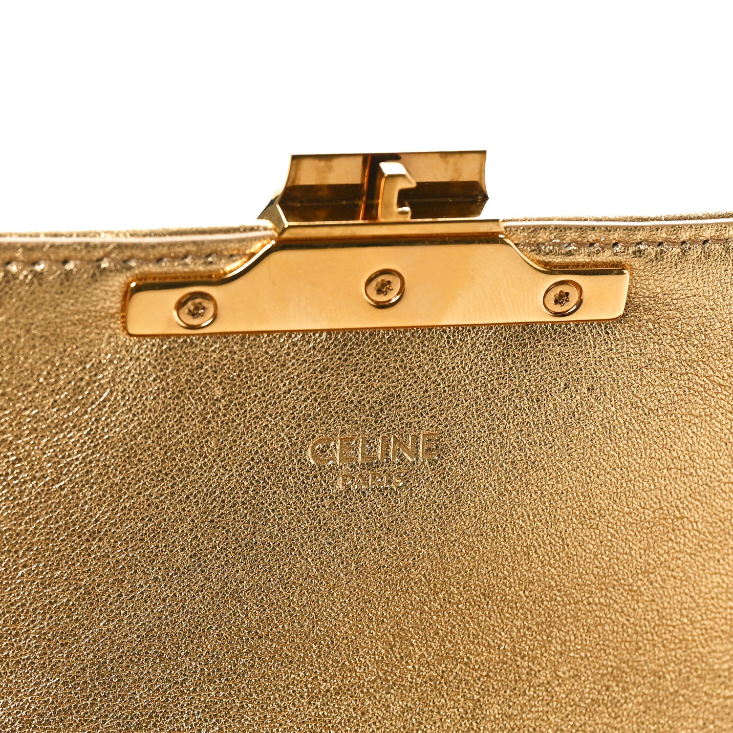 Celine Sequin Triomphe Chain Shoulder Bag Gold 8 of 11