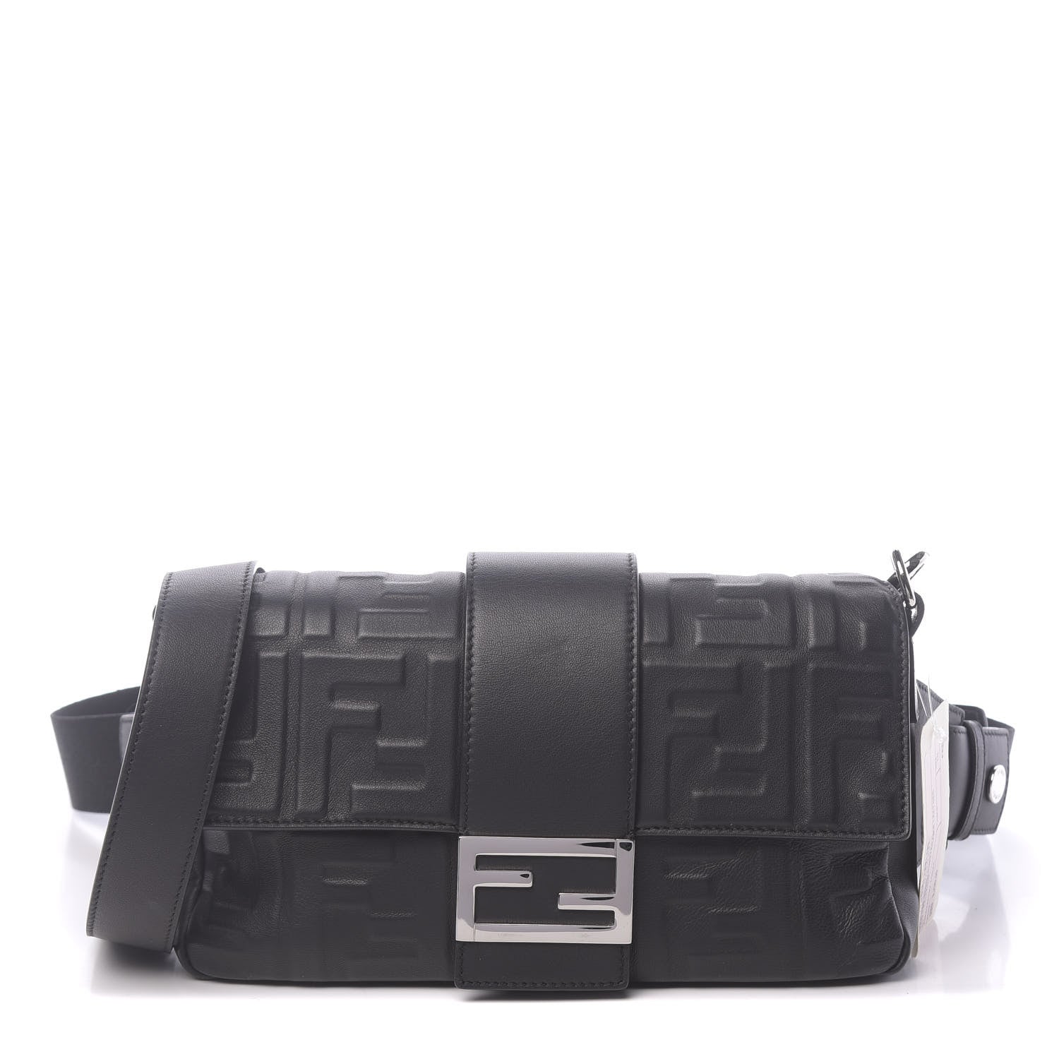 Fendi Nappa FF 1974 Embossed Belt Baguette Bag Black 1 of 10