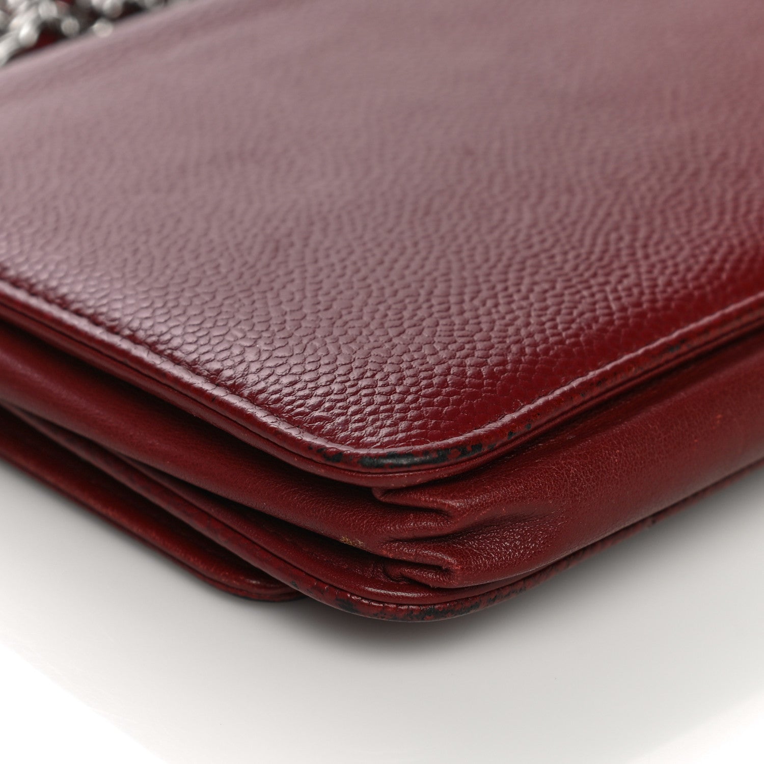 Chanel Caviar Timeless CC Wallet on Chain WOC Dark Red 12 of 18