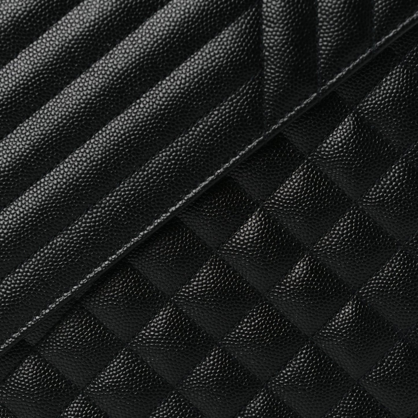 Grain De Poudre Textured Mixed Matelasse Large Triquilt Monogram Monochrome Satchel Black