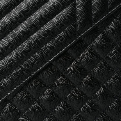 Saint Laurent Grain De Poudre Textured Mixed Matelasse Large Triquilt Monogram Monochrome Satchel Black 6 of 8