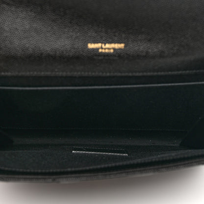 Saint Laurent Grain De Poudre Matelasse Chevron Monogram Envelope Clutch Black 4 of 6