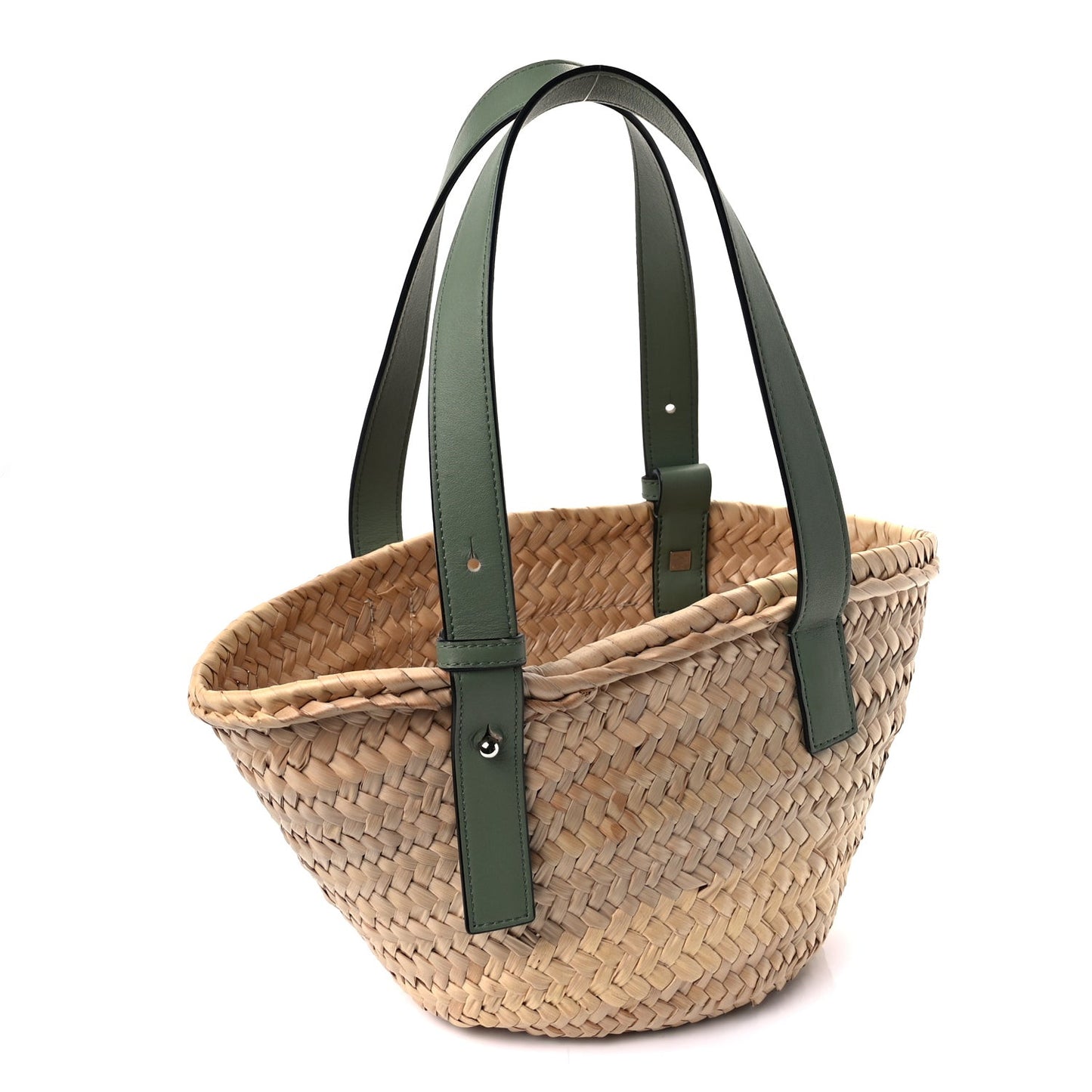 Raffia Small Basket Tote Bag Natural Green