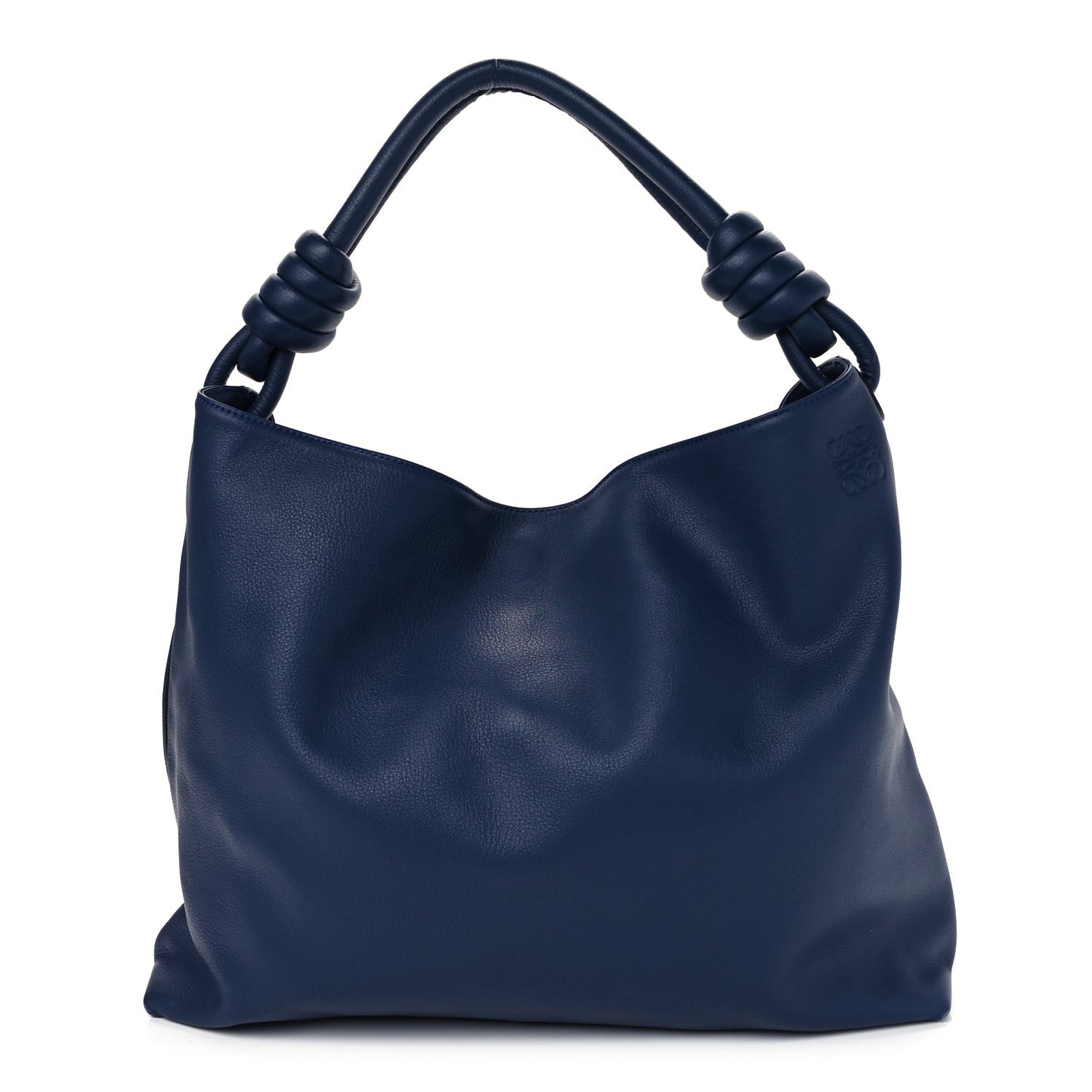 Calfskin Small Flamenco Knot Hobo Navy